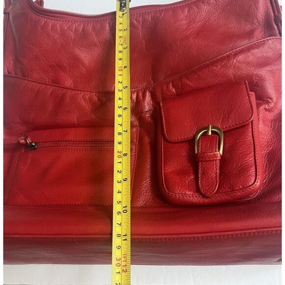 Vintage ILI New York Toronto Red Genuine Leather Tote Shoulder Bag Handbag - Picture 6 of 11